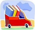 furgoncino che trasporta libri
