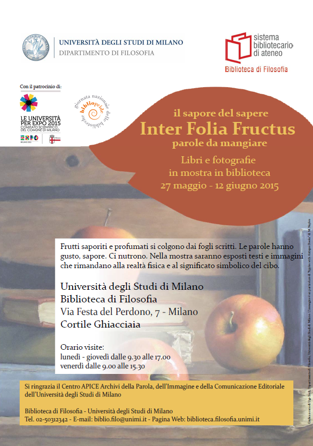 Locadina Mostra bibliografica Inter folia fructus